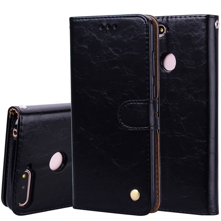 Business Style Oil Wax Texture Horizontal Flip Leather Case for Huawei Honor 7A (with fingerprint hole), with Holder & Card Slots & Wallet