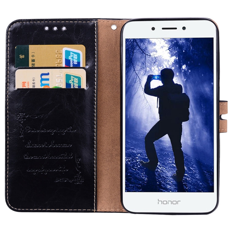 For Huawei  Honor 6A Business Style Oil Wax Texture Horizontal Flip Leather Case with Holder & Card Slots & Hand Strap