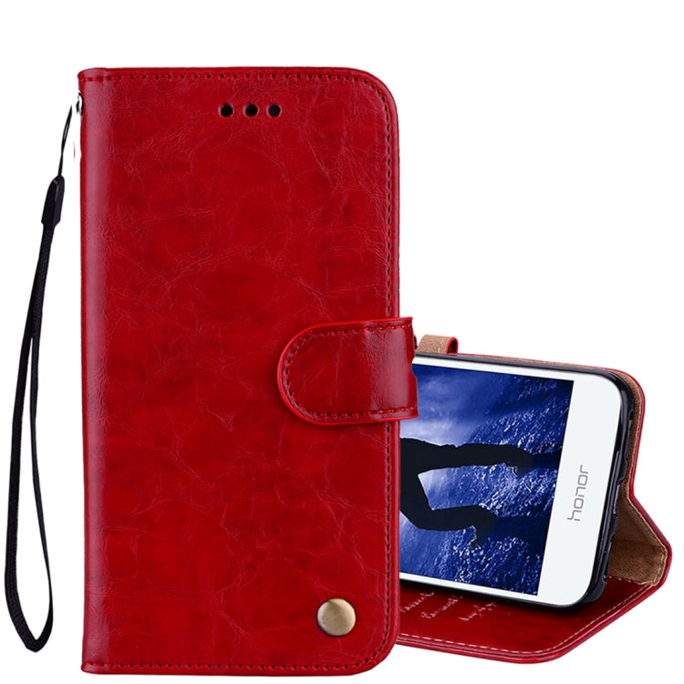 For Huawei  Honor 6A Business Style Oil Wax Texture Horizontal Flip Leather Case with Holder & Card Slots & Hand Strap