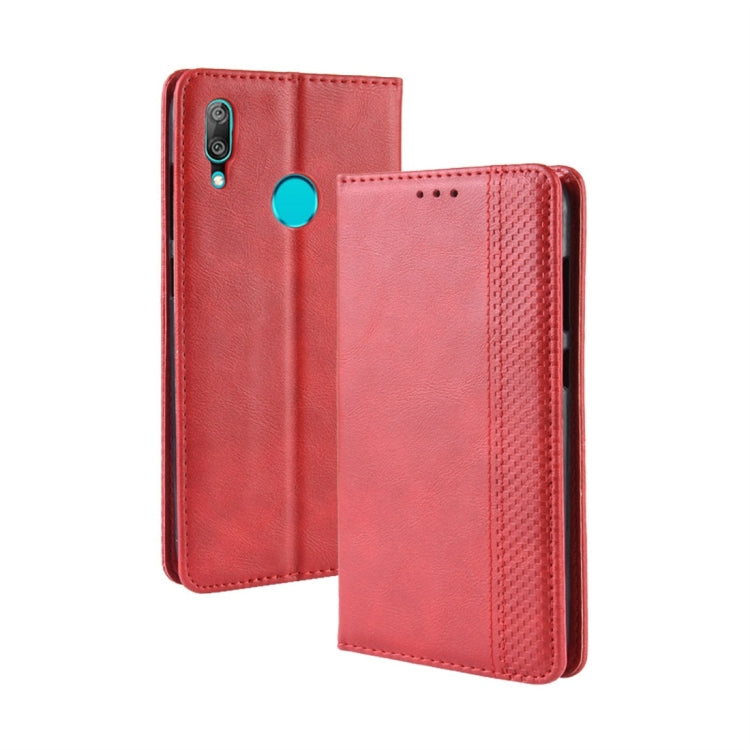 Magnetic Buckle Retro Texture Horizontal Flip Leather Case for Huawei Y7 (2019) / Y7 Prime (2019), with Holder & Card Slots & Wallet