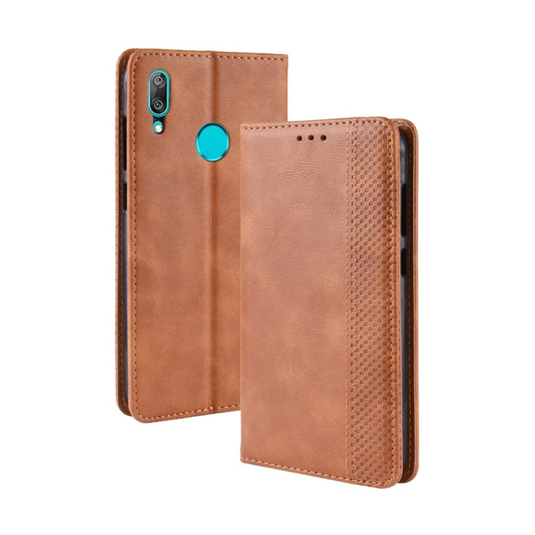 Magnetic Buckle Retro Texture Horizontal Flip Leather Case for Huawei Y7 (2019) / Y7 Prime (2019), with Holder & Card Slots & Wallet