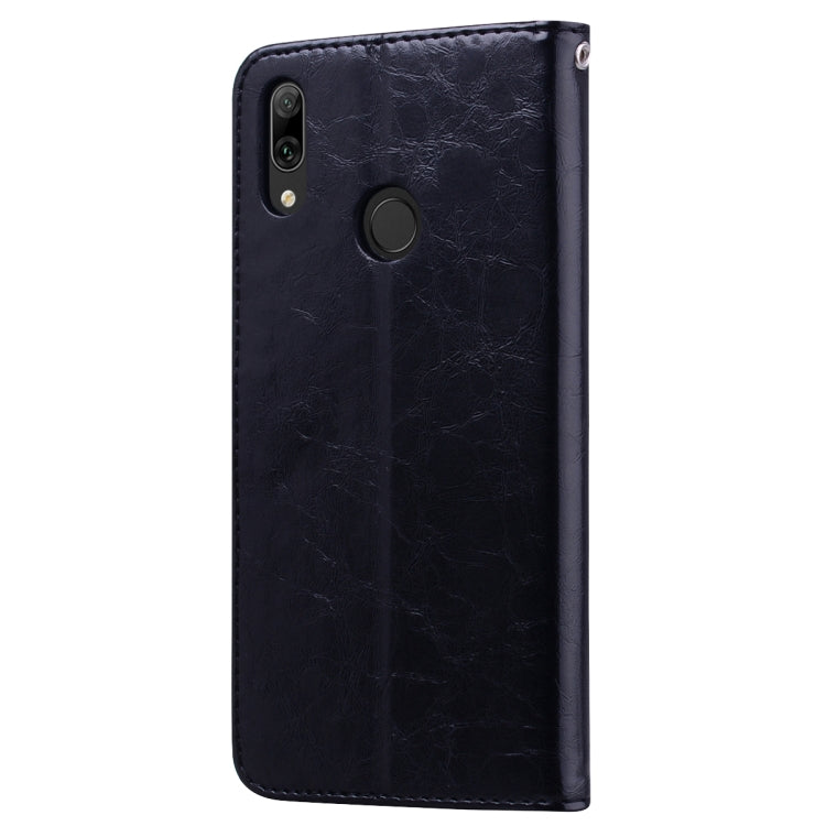 Business Style Oil Wax Texture Horizontal Flip Leather Case for Huawei Y7 (2019), with Holder & Card Slots & Wallet