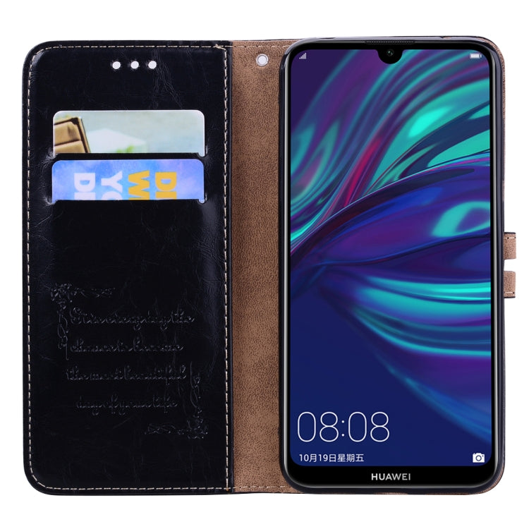 Business Style Oil Wax Texture Horizontal Flip Leather Case for Huawei Y7 (2019), with Holder & Card Slots & Wallet My Store