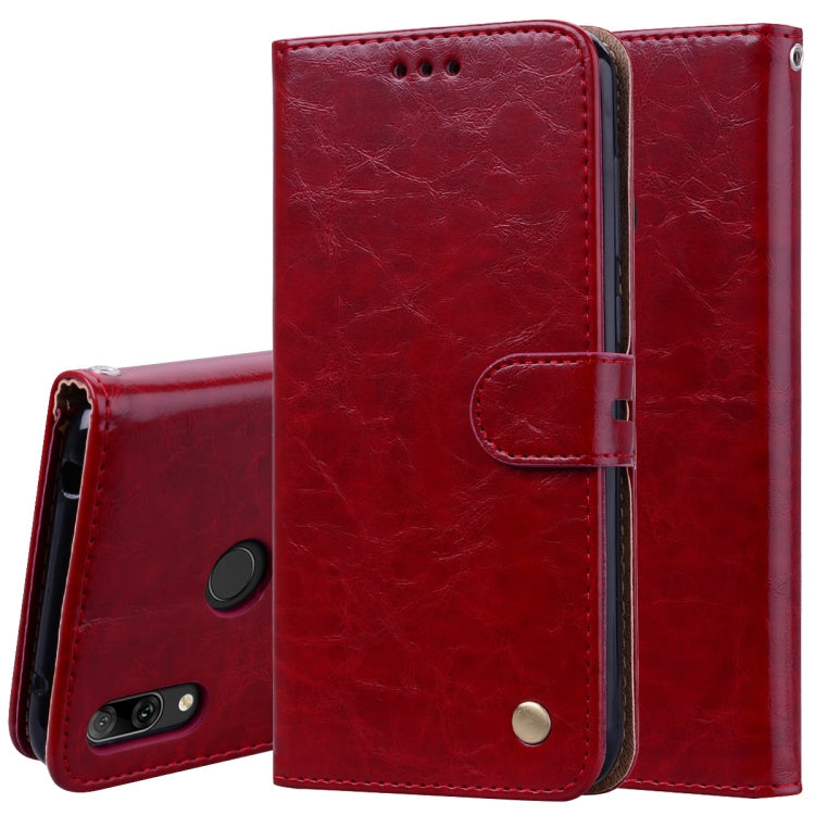 Business Style Oil Wax Texture Horizontal Flip Leather Case for Huawei Y7 (2019), with Holder & Card Slots & Wallet My Store