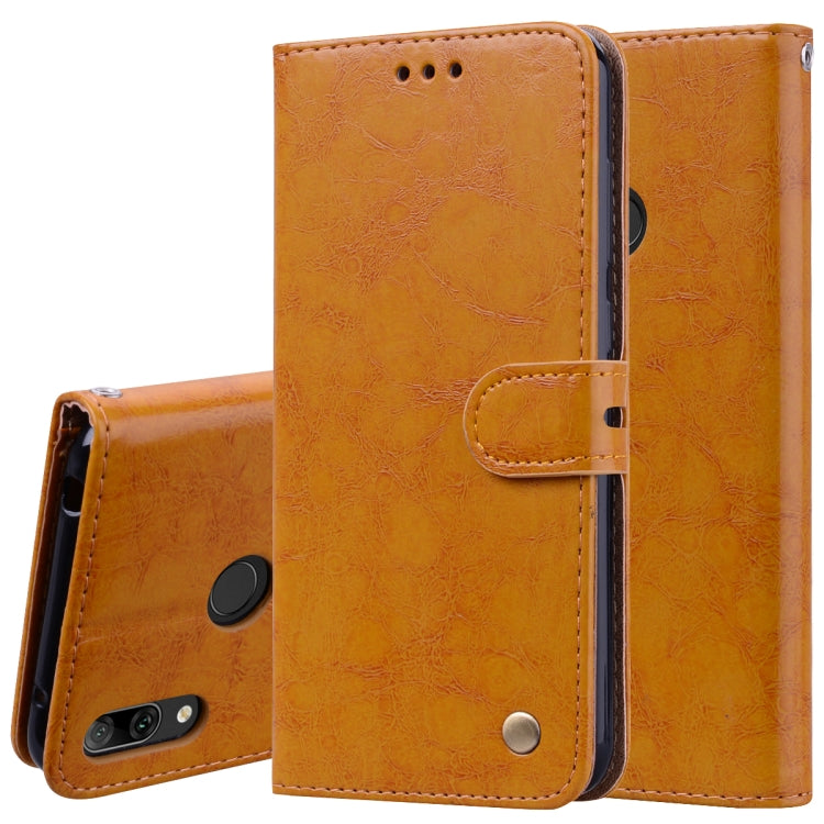 Business Style Oil Wax Texture Horizontal Flip Leather Case for Huawei Y7 (2019), with Holder & Card Slots & Wallet My Store