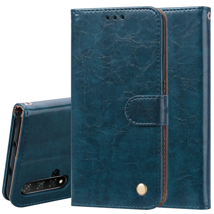 Business Style Oil Wax Texture Horizontal Flip Leather Case for Huawei Honor 20, with Holder & Card Slots & Wallet