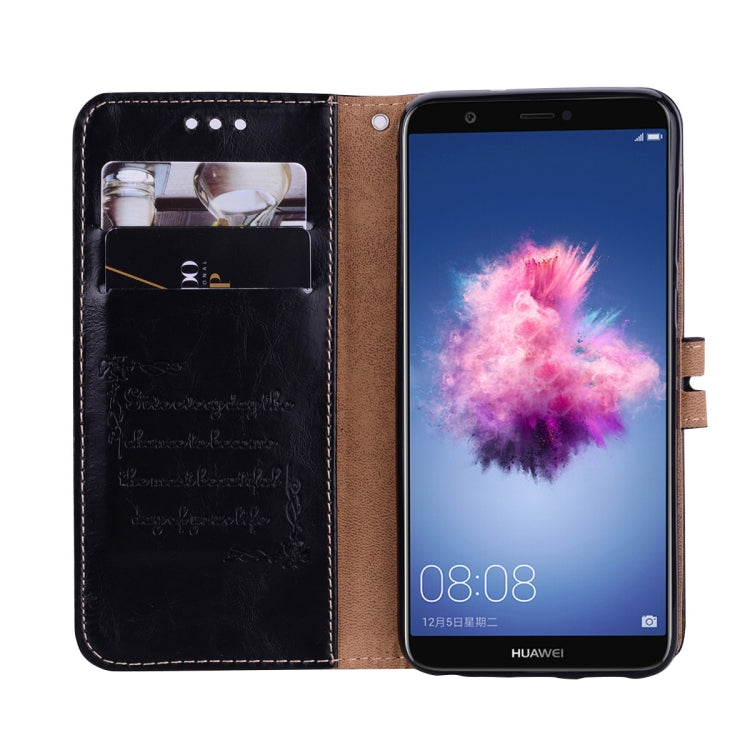 Business Style Oil Wax Texture Horizontal Flip Leather Case for Huawei P Smart / Enjoy 7S, with Holder & Card Slots & Wallet My Store