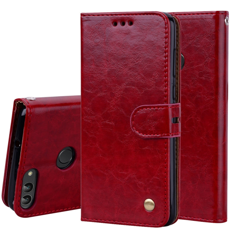 Business Style Oil Wax Texture Horizontal Flip Leather Case for Huawei P Smart / Enjoy 7S, with Holder & Card Slots & Wallet My Store