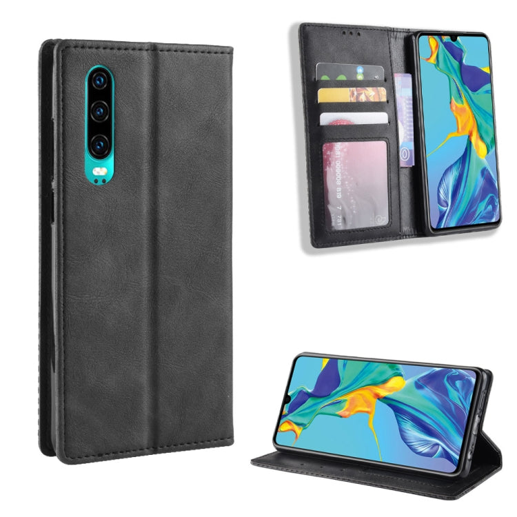 Magnetic Buckle Retro Crazy Horse Texture Horizontal Flip Leather Case for Huawei P30, with Holder & Card Slots & Photo Frame My Store