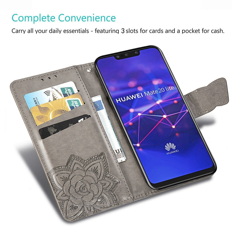 Butterfly Love Flowers Embossing Horizontal Flip Leather Case for Huawei Mate 20 Lite, with Holder & Card Slots & Wallet