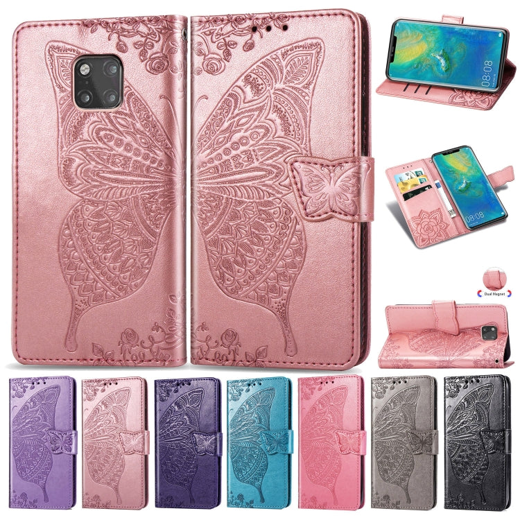 Butterfly Love Flowers Embossing Horizontal Flip Leather Case for Huawei Mate 20 Pro, with Holder & Card Slots & Wallet