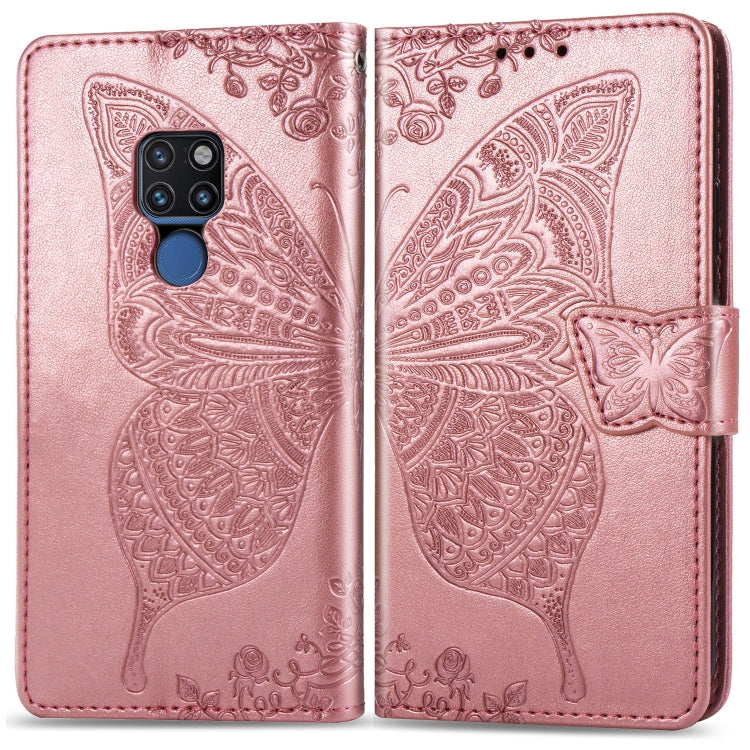 Butterfly Love Flowers Embossing Horizontal Flip Leather Case for Huawei Mate 20, with Holder & Card Slots & Wallet & Lanyard