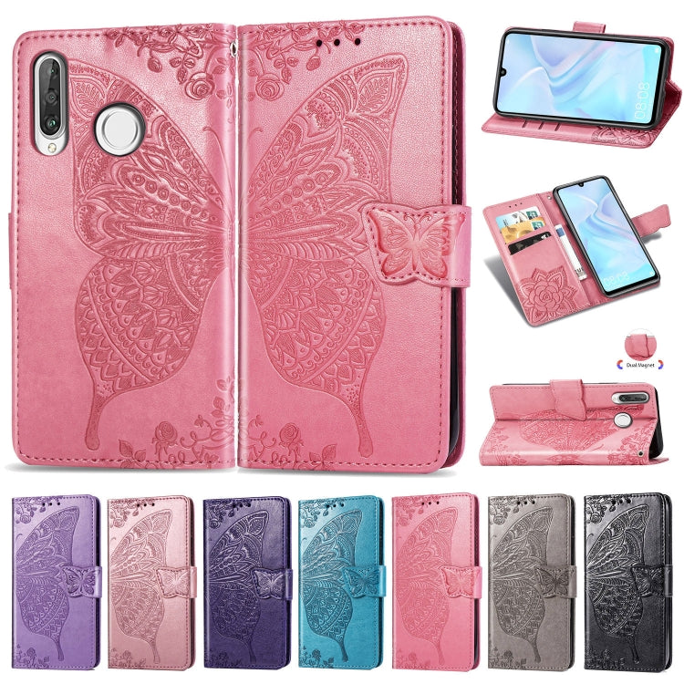 Butterfly Love Flowers Embossing Horizontal Flip Leather Case for Huawei P30 Lite / Nova 4e, with Holder & Card Slots & Wallet & Lanyard