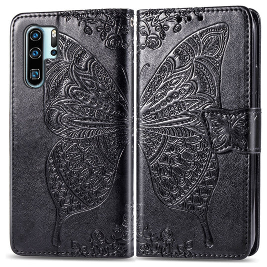 Butterfly Love Flowers Embossing Horizontal Flip Leather Case for Huawei P30 Pro, with Holder & Card Slots & Wallet & Lanyard