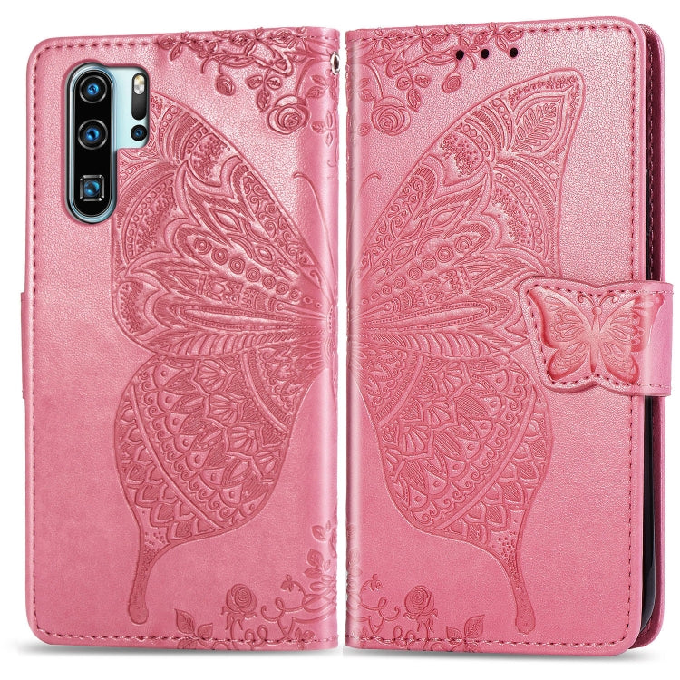 Butterfly Love Flowers Embossing Horizontal Flip Leather Case for Huawei P30 Pro, with Holder & Card Slots & Wallet & Lanyard