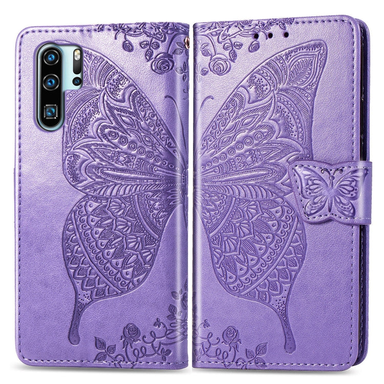 Butterfly Love Flowers Embossing Horizontal Flip Leather Case for Huawei P30 Pro, with Holder & Card Slots & Wallet & Lanyard