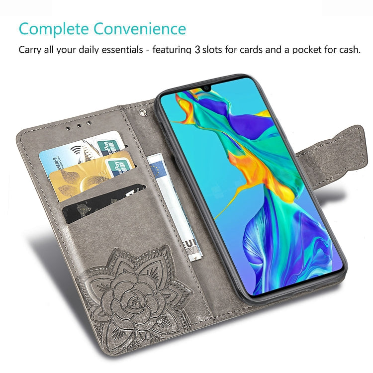 Butterfly Love Flowers Embossing Horizontal Flip Leather Case for Huawei P30, with Holder & Card Slots & Wallet & Lanyard