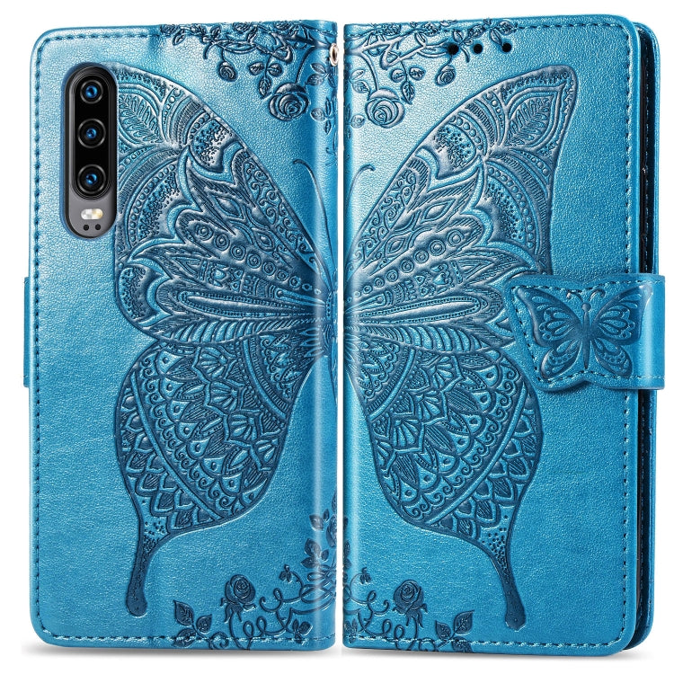 Butterfly Love Flowers Embossing Horizontal Flip Leather Case for Huawei P30, with Holder & Card Slots & Wallet & Lanyard