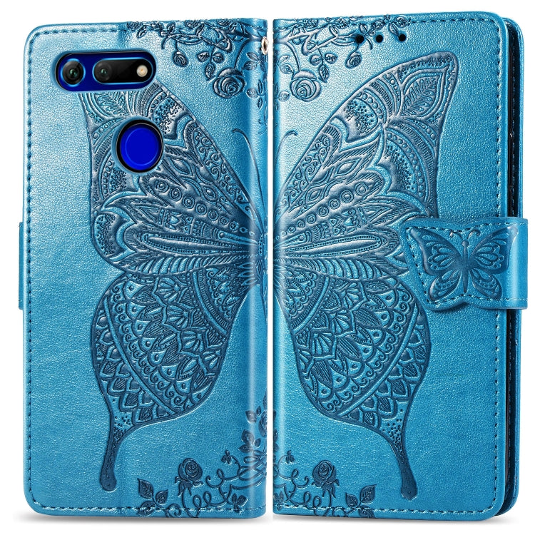 Butterfly Love Flowers Embossing Horizontal Flip Leather Case for Huawei V20, with Holder & Card Slots & Wallet & Lanyard