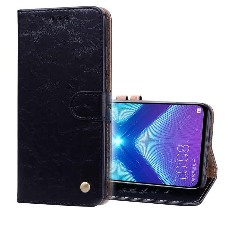 Business Style Oil Wax Texture Horizontal Flip Leather Case for Huawei Honor 8X, with Holder & Card Slots & Wallet