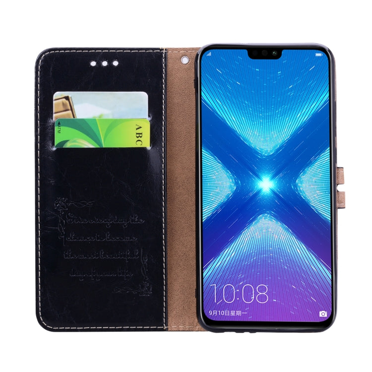 Business Style Oil Wax Texture Horizontal Flip Leather Case for Huawei Honor 8X, with Holder & Card Slots & Wallet