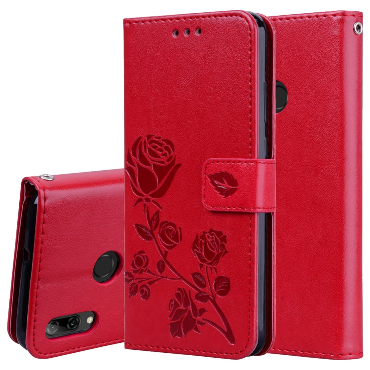 Rose Embossed Horizontal Flip PU Leather Case for Huawei P Smart 2019, with Holder & Card Slots & Wallet