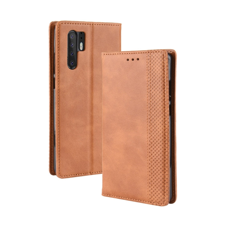 Magnetic Buckle Retro Texture Horizontal Flip Leather Case for Huawei P30 Pro, with Holder & Card Slots & Wallet