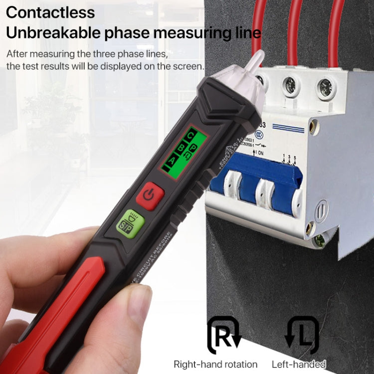 HABOTEST HT100P Non Contact 3 Phase Rotation Indicator AC LCD Display Detector Pen Tester Reluova