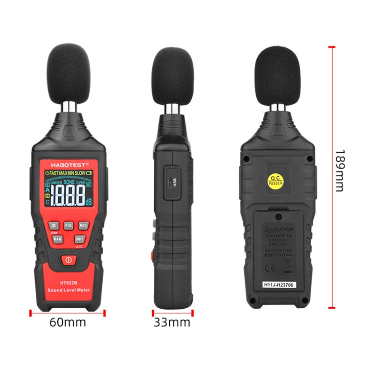 HABOTEST HT622B Household High Precision Digital Sound Level Meter Reluova