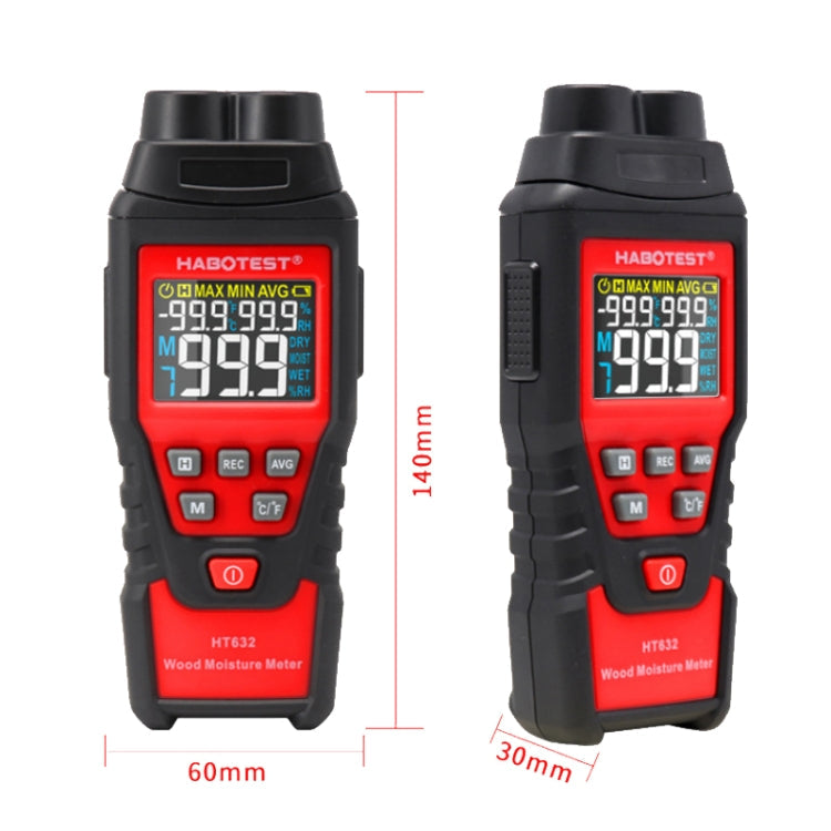 HABOTEST HT632 Portable Multifunctional Digital Display Wood Moisture Detector Reluova