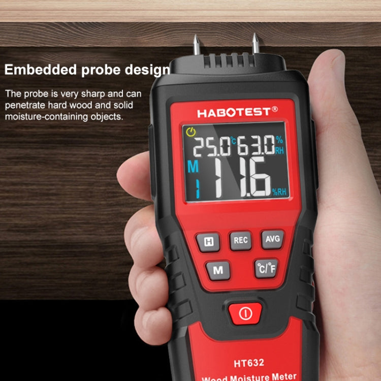 HABOTEST HT632 Portable Multifunctional Digital Display Wood Moisture Detector Reluova