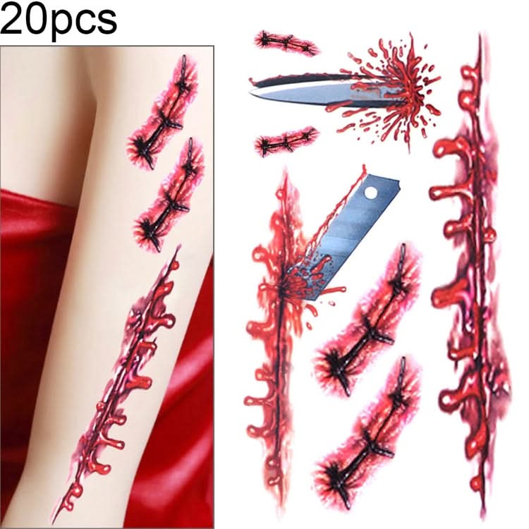 S-045 Halloween Terror Wound Realistic Blood Injury Scar Temporary Tattoo Sticker Reluova