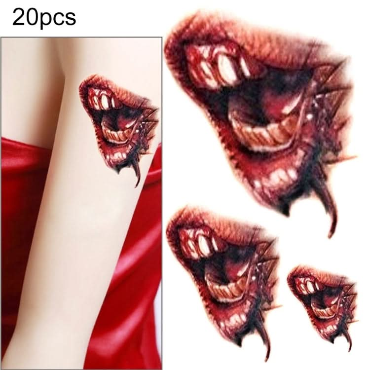 20pcs S-297 Halloween Terror Realistic Wound Blood Mouth Temporary Tattoo Sticker-Reluova