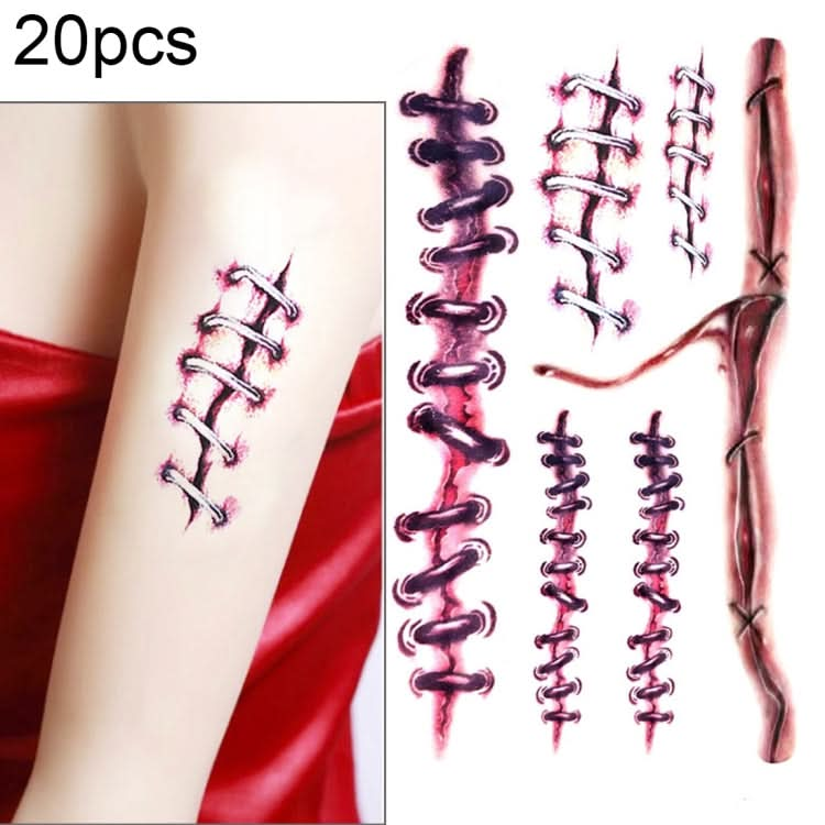 20pcs S-169 Halloween Terror Realistic Wound Injury Scar Temporary Tattoo Sticker-Reluova