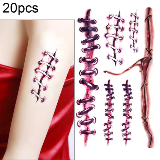 20pcs S-169 Halloween Terror Realistic Wound Injury Scar Temporary Tattoo Sticker