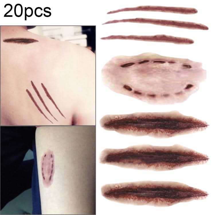 20pcs S-250 Halloween Terror Realistic Scratches Wound Injury Scar Temporary Tattoo Sticker-Reluova