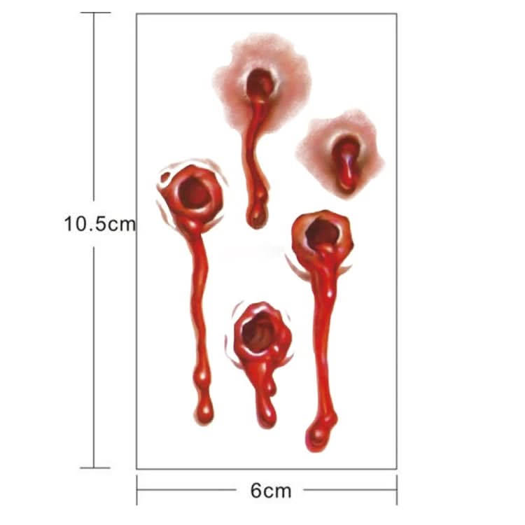 20pcs S-251 Halloween Terror Realistic Bullet Wound Blood Temporary Tattoo Sticker-Reluova