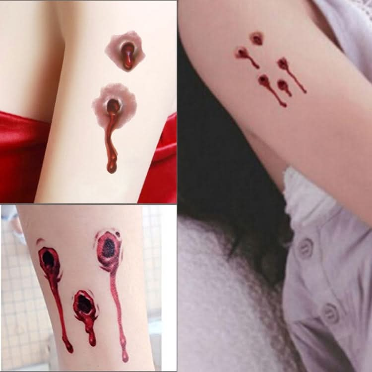 20pcs S-251 Halloween Terror Realistic Bullet Wound Blood Temporary Tattoo Sticker-Reluova