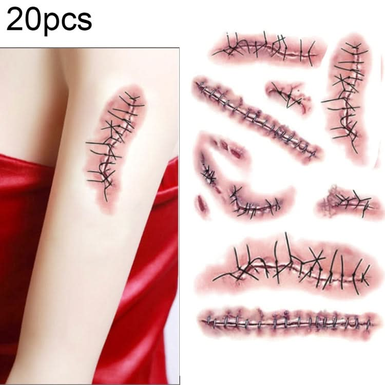 20pcs S-263 Halloween Terror Realistic Wound Injury Scar Temporary Tattoo Sticker-Reluova