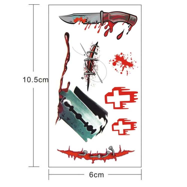 20pcs S-299 Halloween Terror Wound Realistic Blood Injury Scar Temporary Tattoo Sticker-Reluova