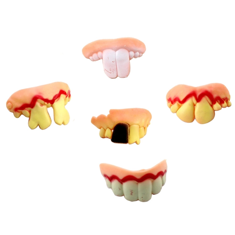 5 PCS Halloween Prank Funny Various Modelling Entire Scary Bucktooth Dentures Teeth Fake Braces for Party Club, Random Style Delivery