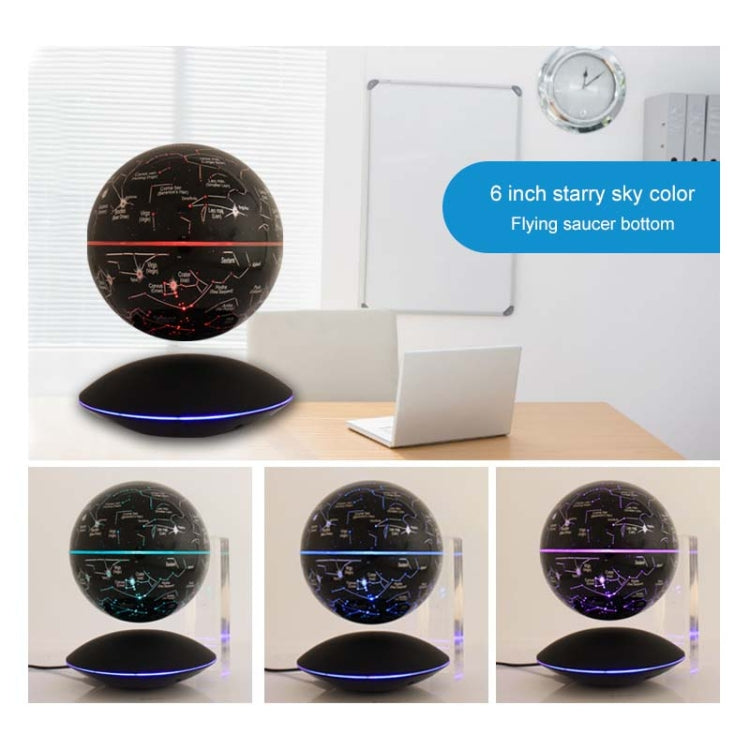 6 inch Rotation Illuminating English Magnetic Levitation Globe Office Crafts Ornaments, EU Plug