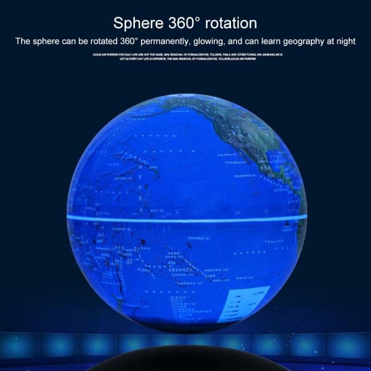 6 inch Rotation Illuminating English Magnetic Levitation Globe Office Crafts Ornaments, EU Plug