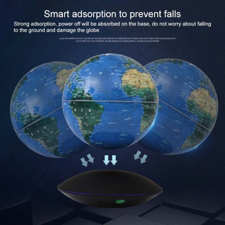 6 inch Rotation Illuminating English Magnetic Levitation Globe Office Crafts Ornaments, EU Plug