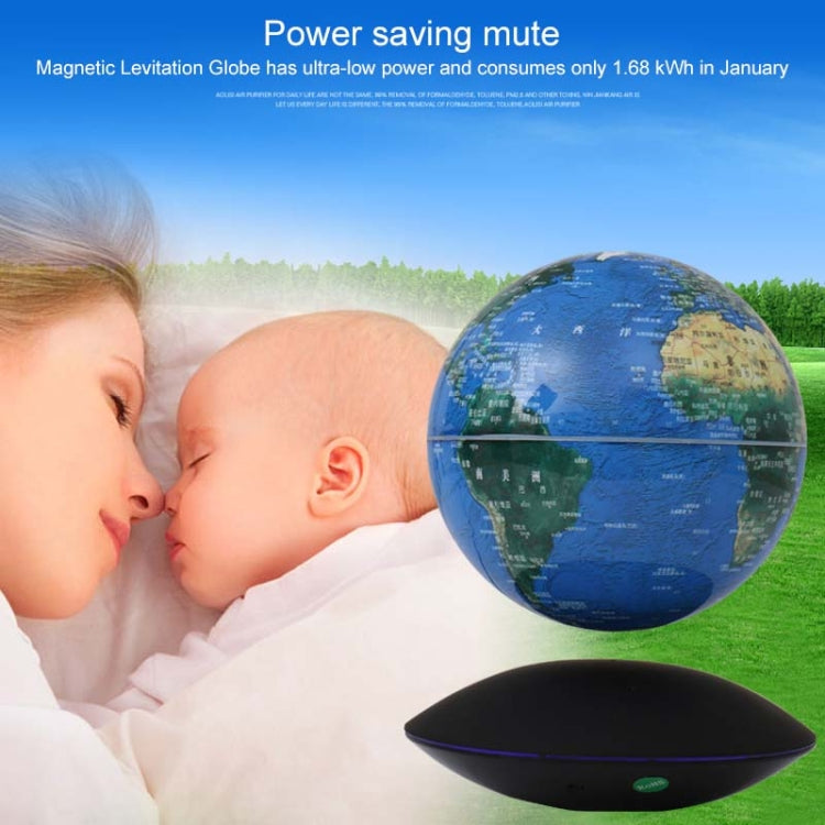 6 inch Rotation Illuminating English Magnetic Levitation Globe Office Crafts Ornaments, EU Plug