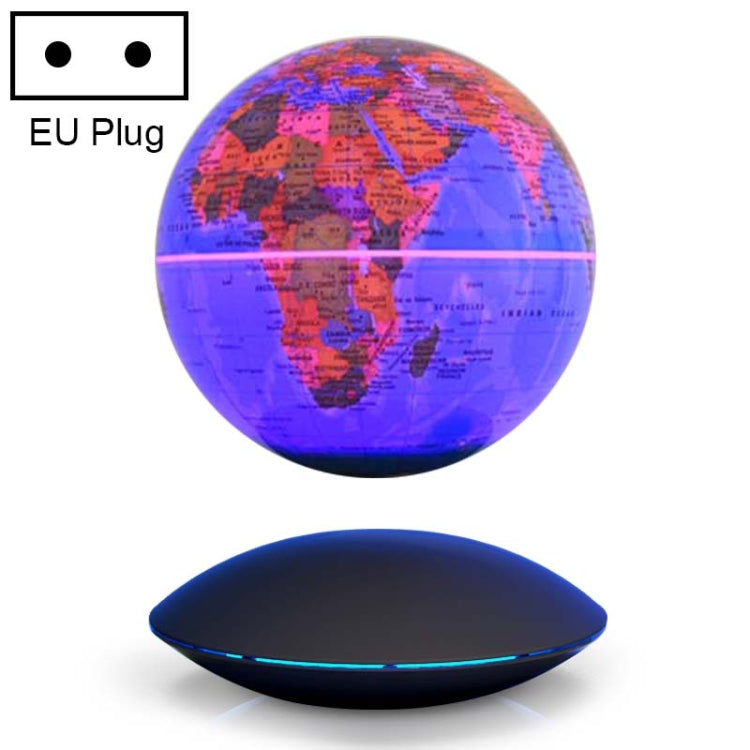 6 inch Rotation Illuminating English Magnetic Levitation Globe Office Crafts Ornaments, EU Plug