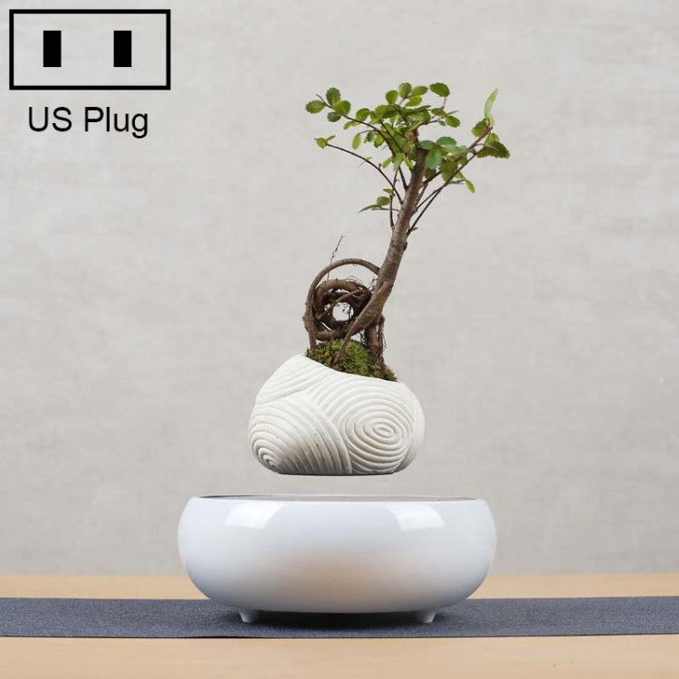 Soil Color Flower Pot + Imitation Ceramic Resin Base Magnetic Levitation Potted Plant Home Decoration, US Plug My Store