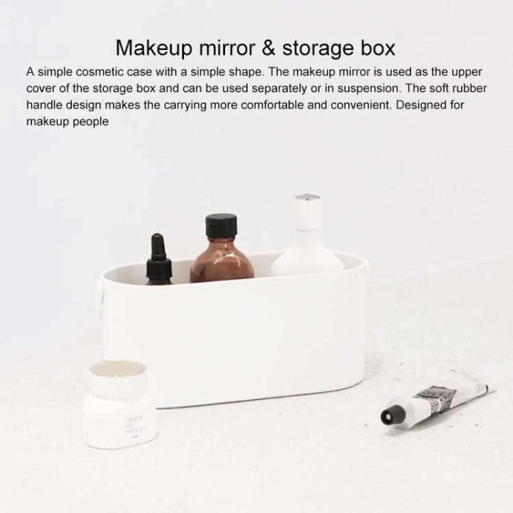 Portable Cosmetic Case Cosmetic Storage Box with Handle & Makeup Mirror & Table Lamp Reluova