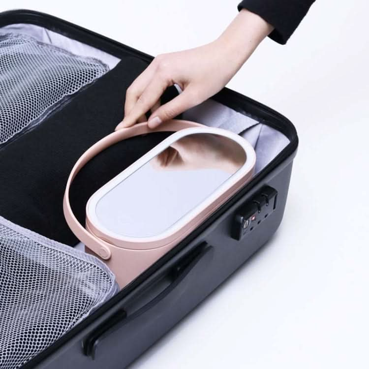 Portable Cosmetic Case Cosmetic Storage Box with Handle & Makeup Mirror & Table Lamp Reluova