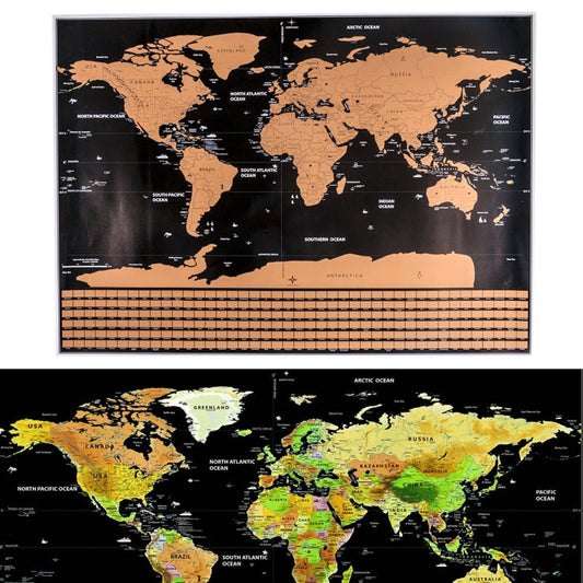 School Teaching Office Supplies Scratch World Map with National Flags, Size: 82.6 x 59.5cm My Store